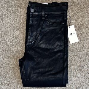 7 For All Mankind Women's Black high waist slim kick Jeans